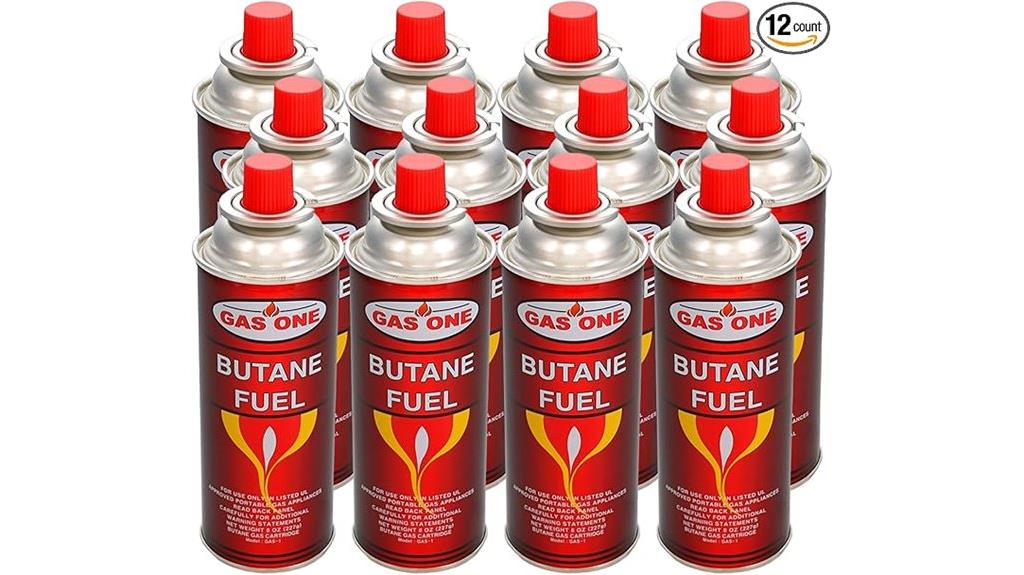 12 butane camping canisters