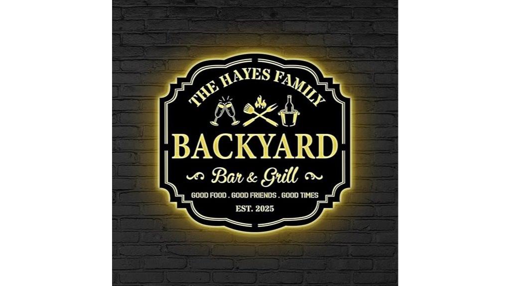 backyard grill led sign