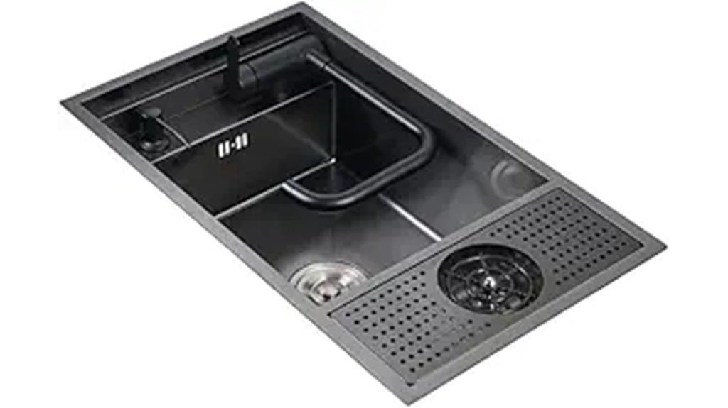black stainless steel sink