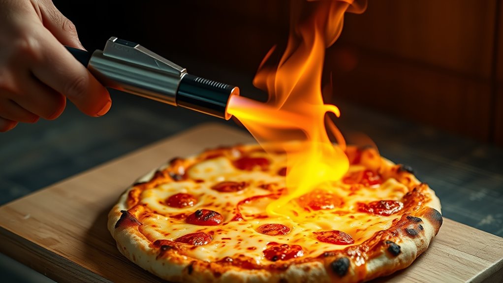 cheese melting with torch