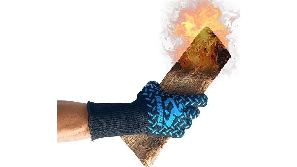 heat resistant blue grill mitts
