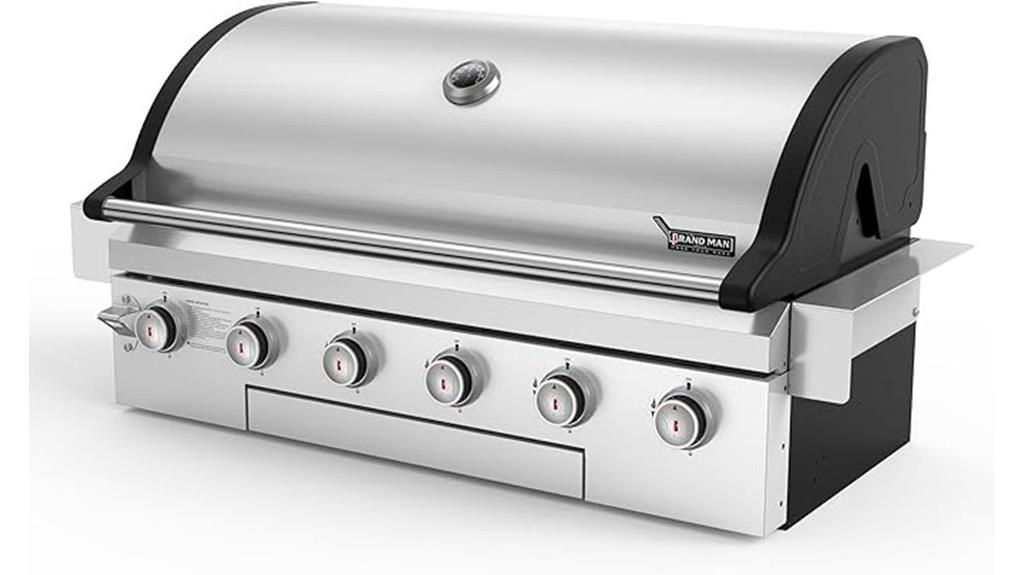 large 6 burner built in grill