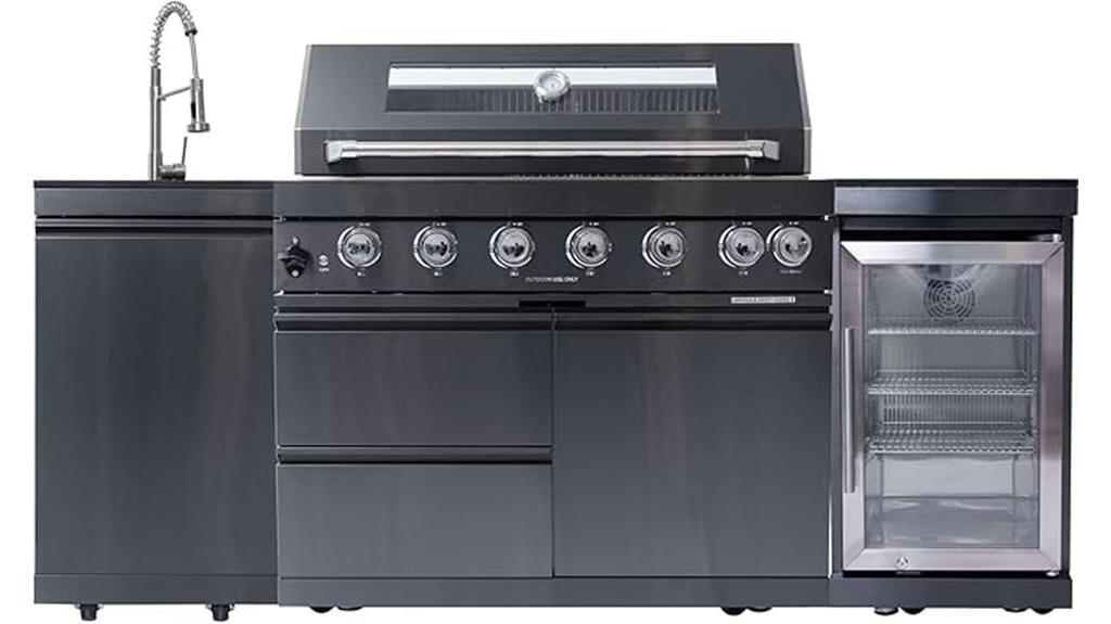 large 6 burner grill setup