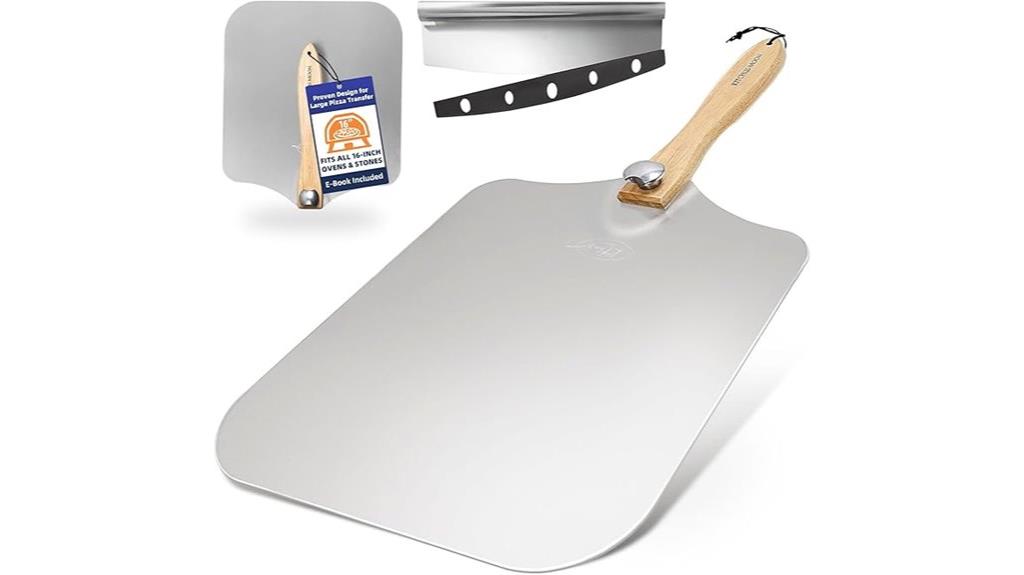 large stainless steel pizza peel