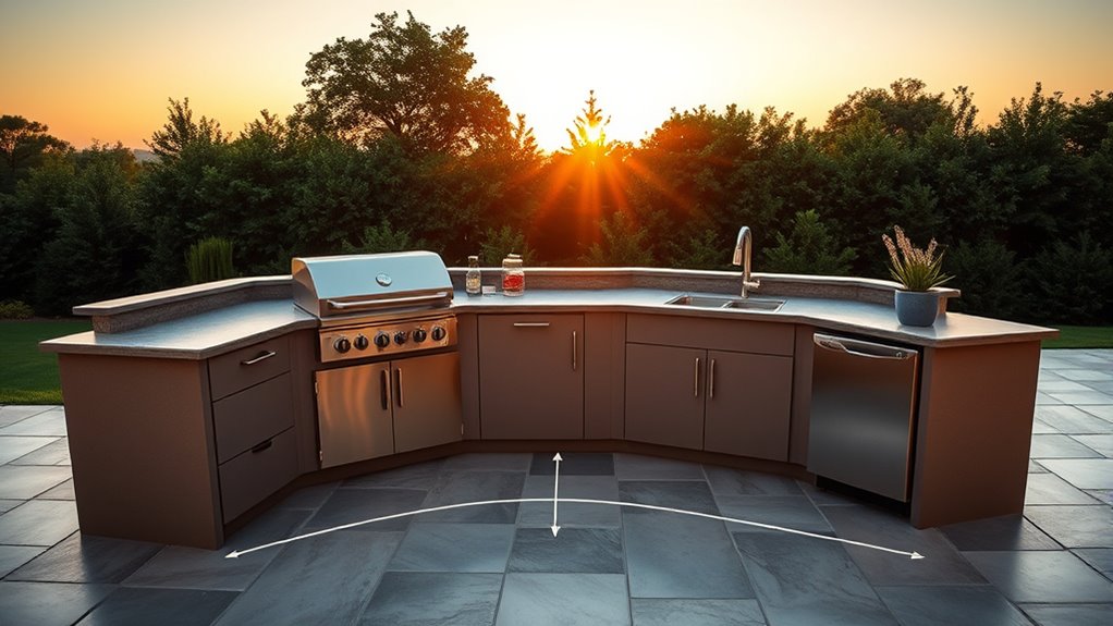 optimal outdoor kitchen spacing