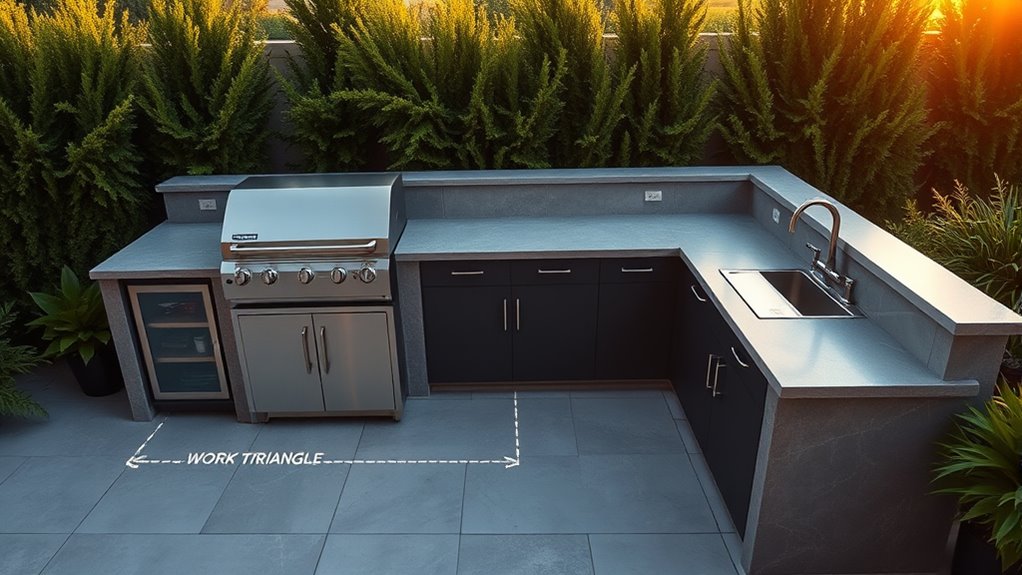 optimize outdoor kitchen distances