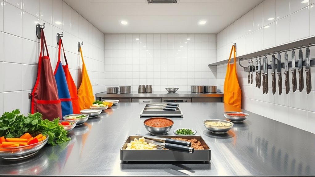organized clean food prep area