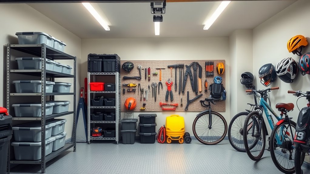 organized garage storage zones