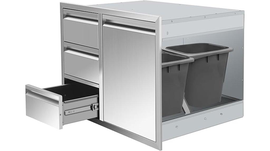 outdoor cabinet with three drawers