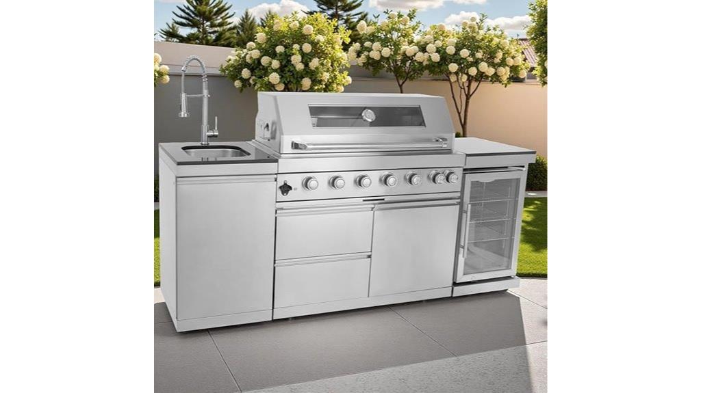 outdoor grill with wine cooler