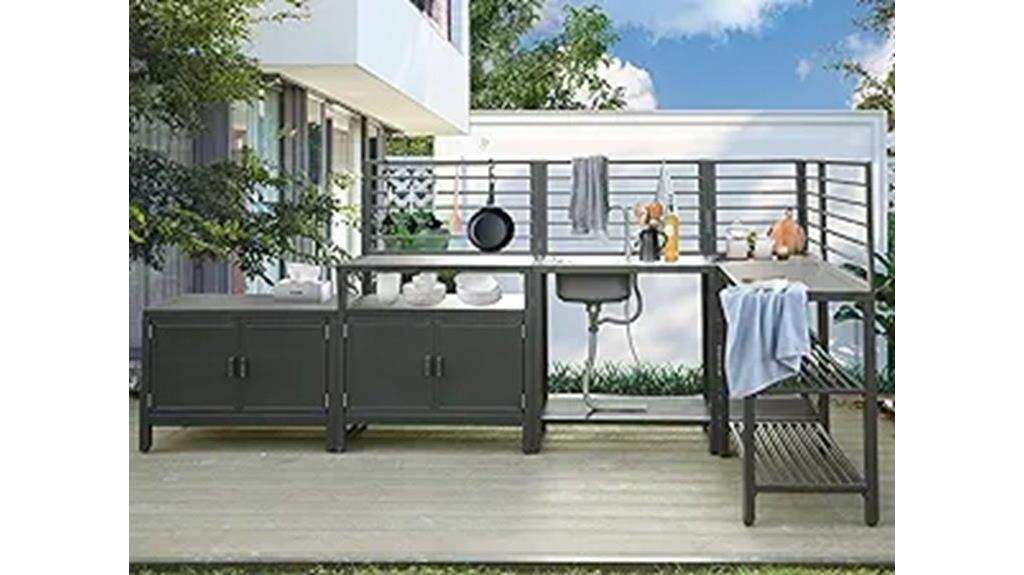 outdoor kitchen island with storage