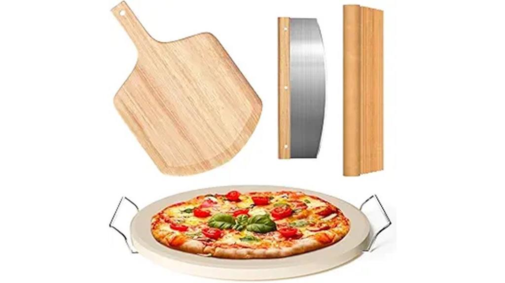set of five round pizza stones