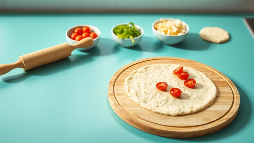 simple organized pizza station