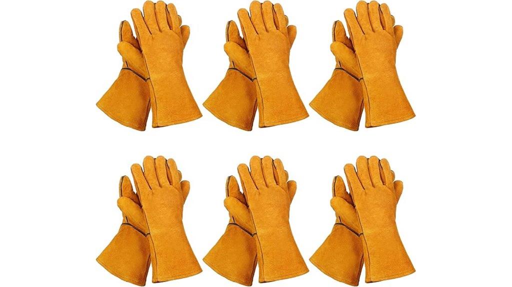 six pairs cowhide gloves