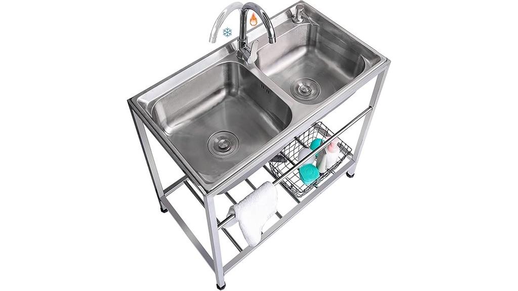 stainless outdoor double sink