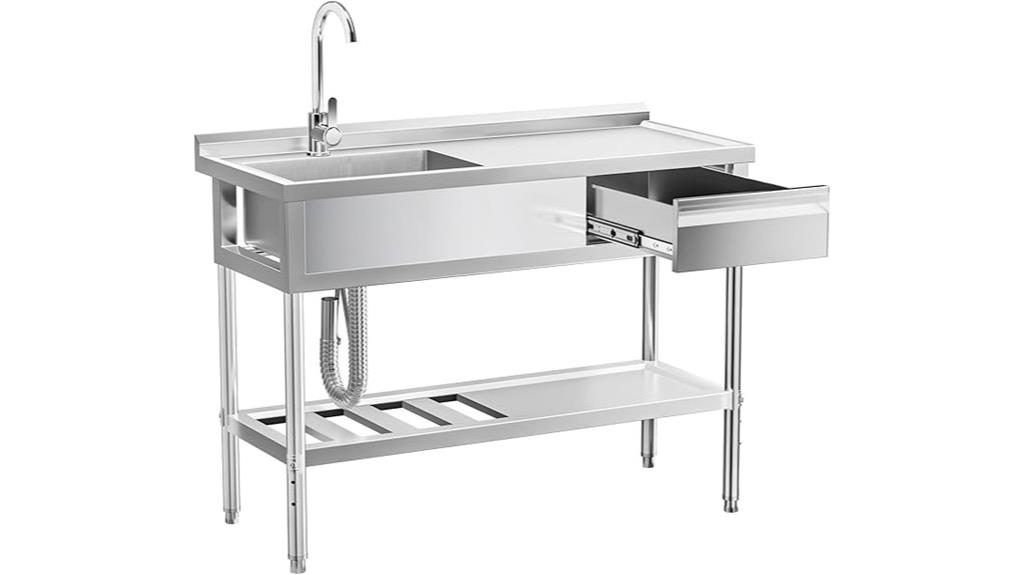 stainless steel sink with shelf