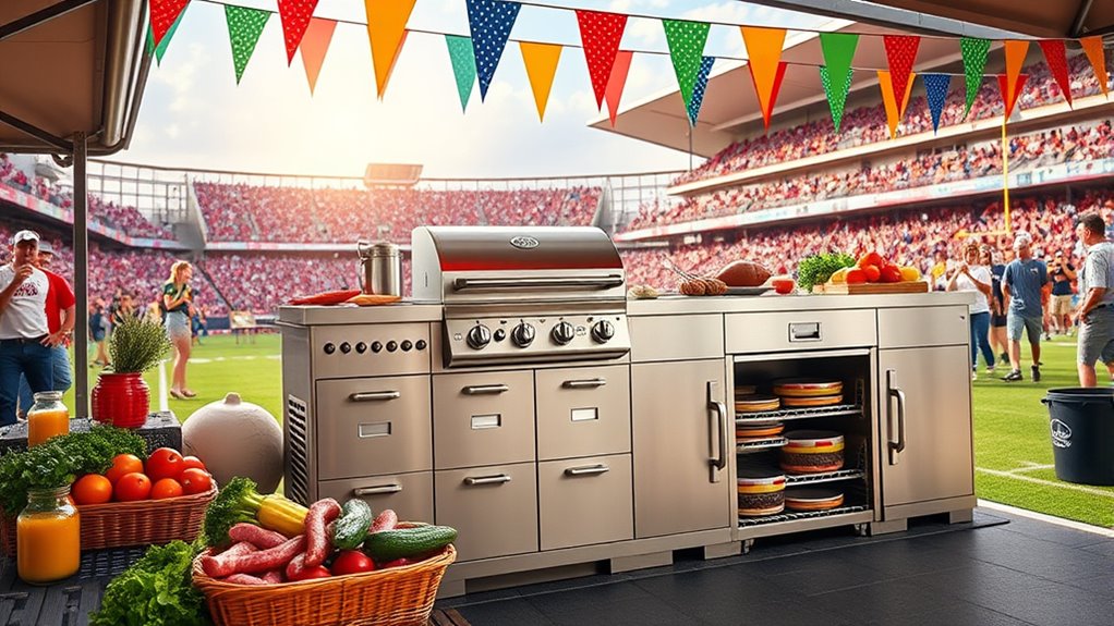 tailgate friendly grill island features