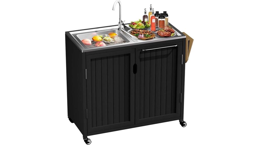 wood and stainless steel grill