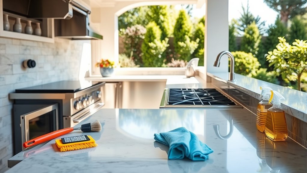 end of season outdoor kitchen cleaning