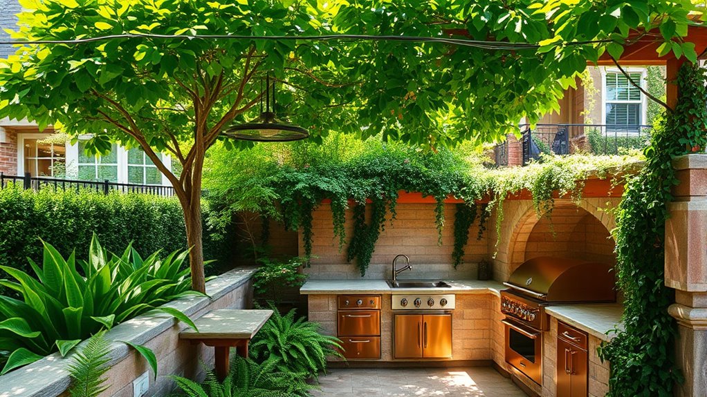 outdoor kitchen shade plants