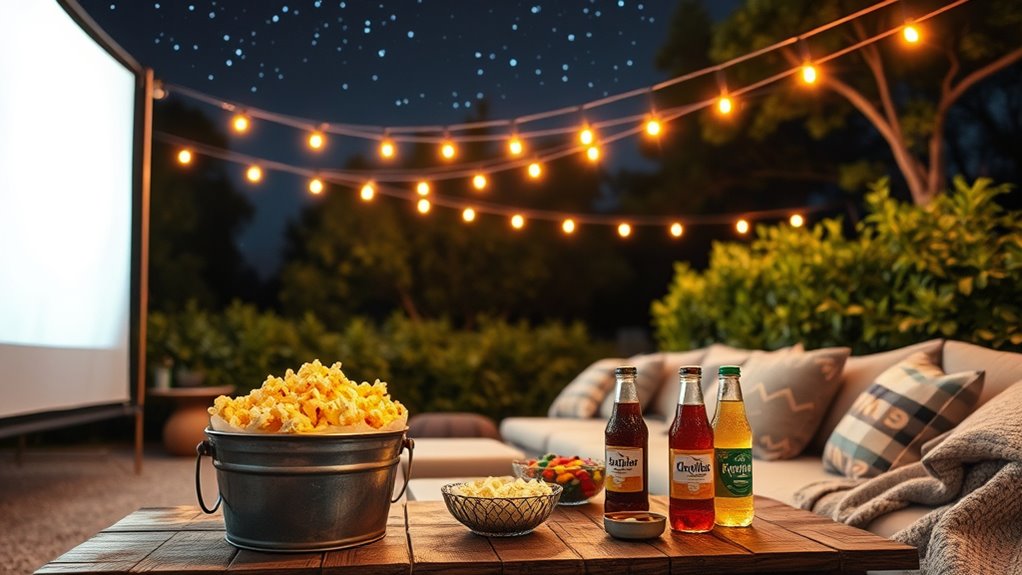 outdoor movie snack station