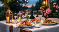 outdoor romantic dinner setup