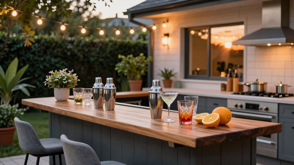 backyard kitchen cocktail setup