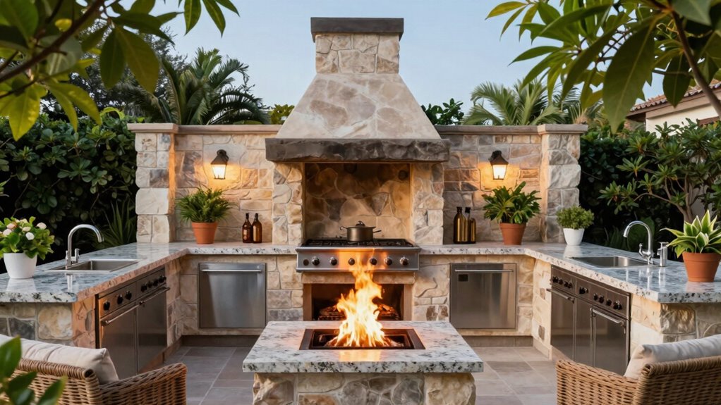 designing a fire centered outdoor kitchen