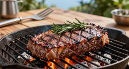 grill thick steaks outdoors