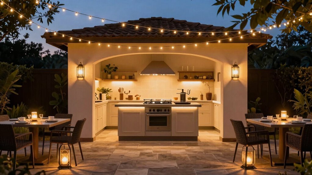 layered outdoor lighting setup