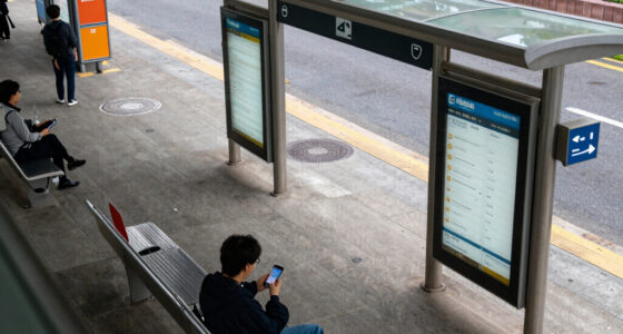 A bus station in Seoul, South Korea