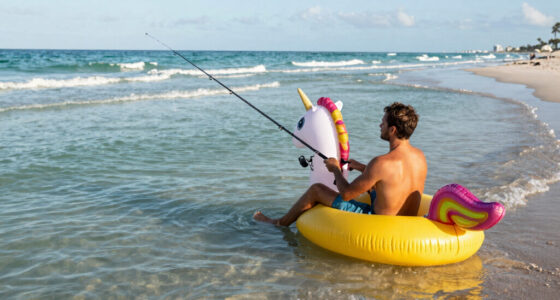 TIL a man in a unicorn pool floaty was fishing near the beach in Fort Lauderdale when he hooked a 10-foot shark that proceeded to drag him four miles offshore in his floaty. He was eventually rescued by the crew of a larger fishing vessel who were baffled at the situation when they happened upon him